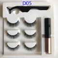 Natural New model  OEM  High quality 3 pairs Magnetic eyelash with tweezer and eyeliner